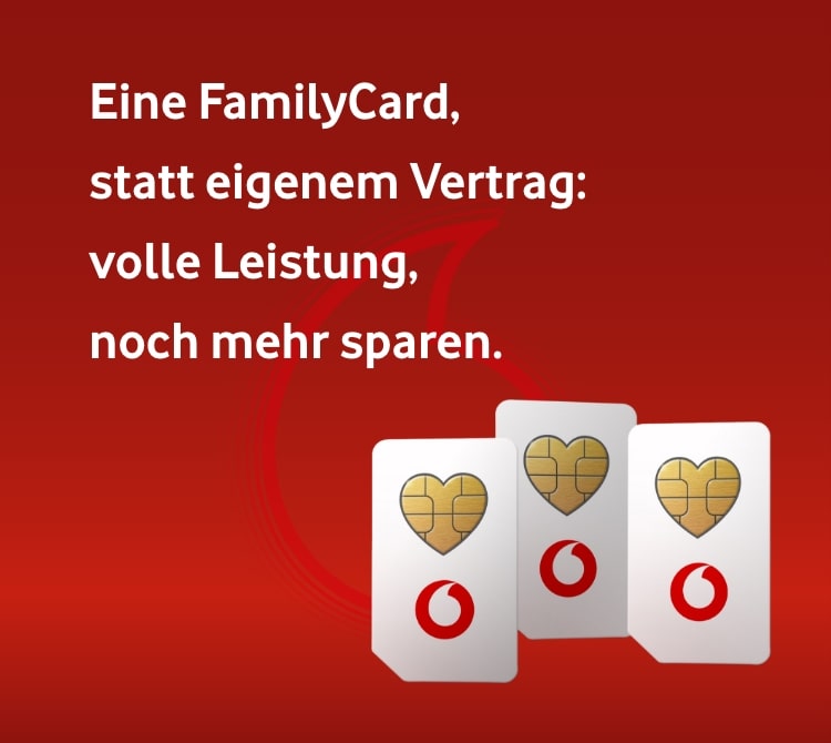 Einer Family-Card ist eine Zusatzkarte. Mit dieser erhalten Sie die volle Leistung eines normaler Vertrags, zahlen jedoch deutlich weniger.